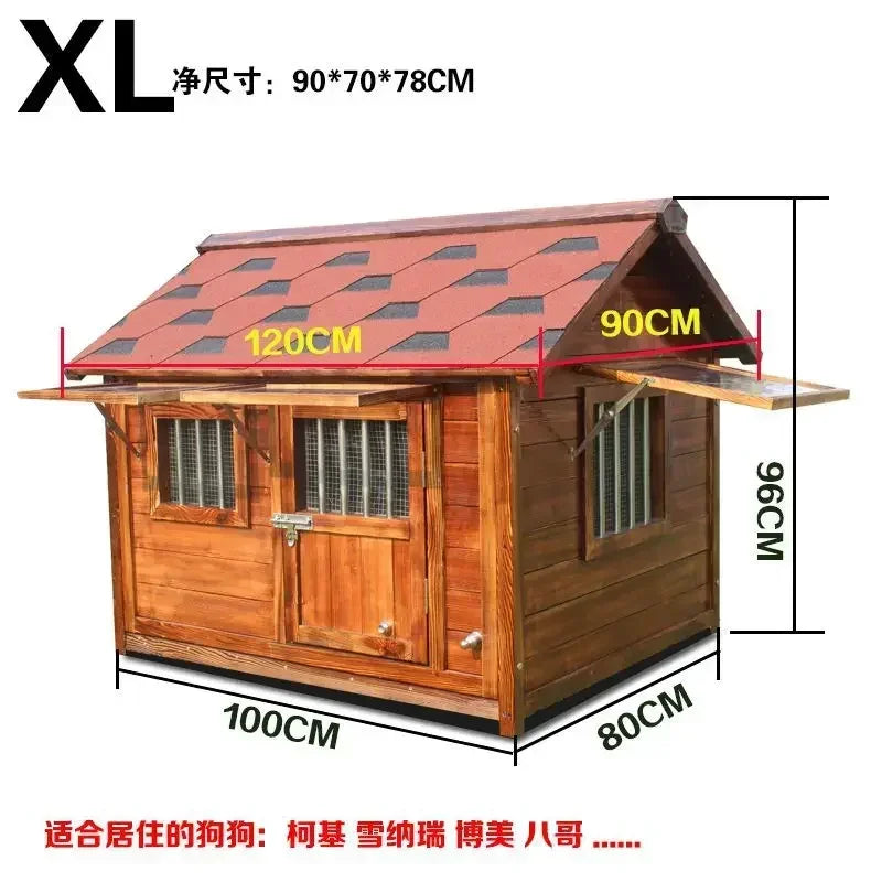 Outdoor Solid Wood Labrador Kennel Waterproof Small Medium Large Dog Cage Golden Retriever Teddy Kennel