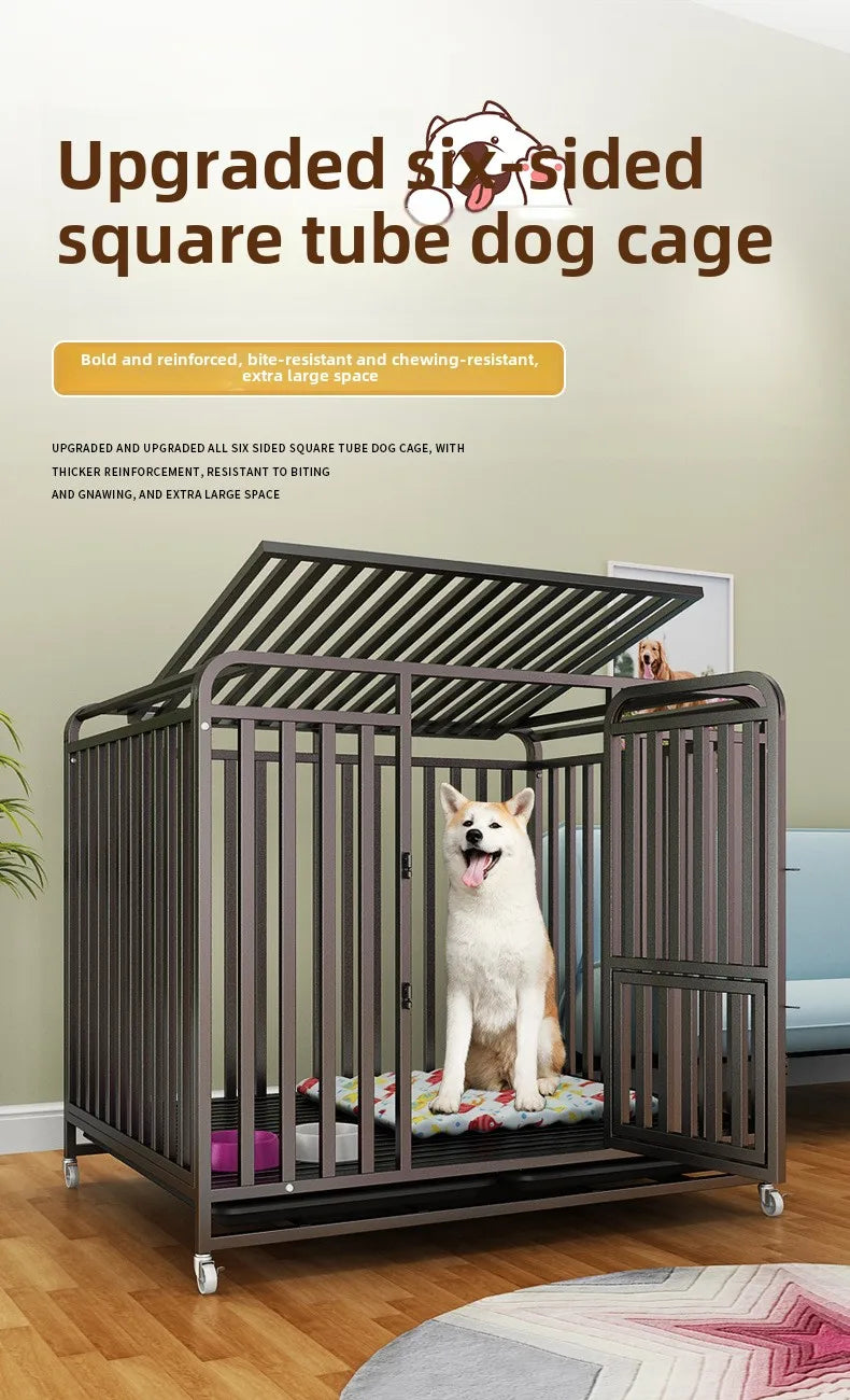 Dog cage Household Indoor with toilet Large Medium Small Dog Teddy Corgi Bichon Shiba Golden Retriever Large cage Kennel