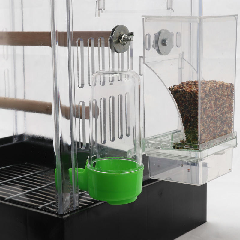 Bird Feeder Automatic Parrot Feeder Beverage Acrylic Seed Food Container Small And Medium-Sized Parrot Cage Accessories