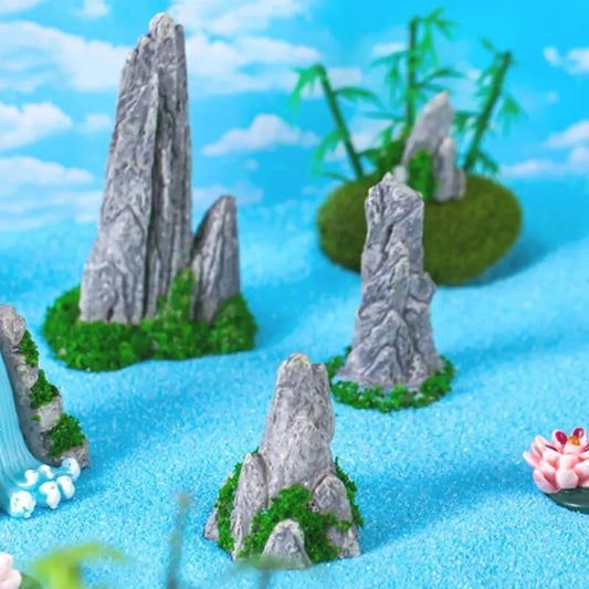 Simulated Moss Small Rockery Aquarium Ornaments Decoration Artificial Resin Pool for fish Tank Creative Ornament Background Home