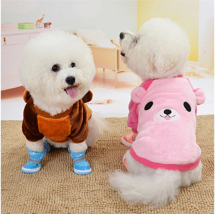 XS-XL Cute Winter Small Dog Cat Warm Vest Fleece Cartoon Printed Puppy Pet Cat Dog Clothes for Small Medium Dog Hoodie Chihuahua