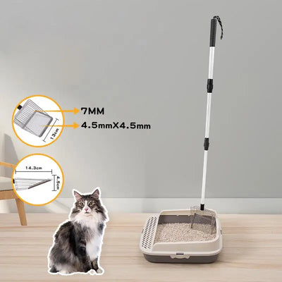 Litter Sifter Scoop Cat Litter Chicken Poop Sifter Scoop Adjustable Handle Chicken Coop Rake For Cleaning Beach Cat Litter