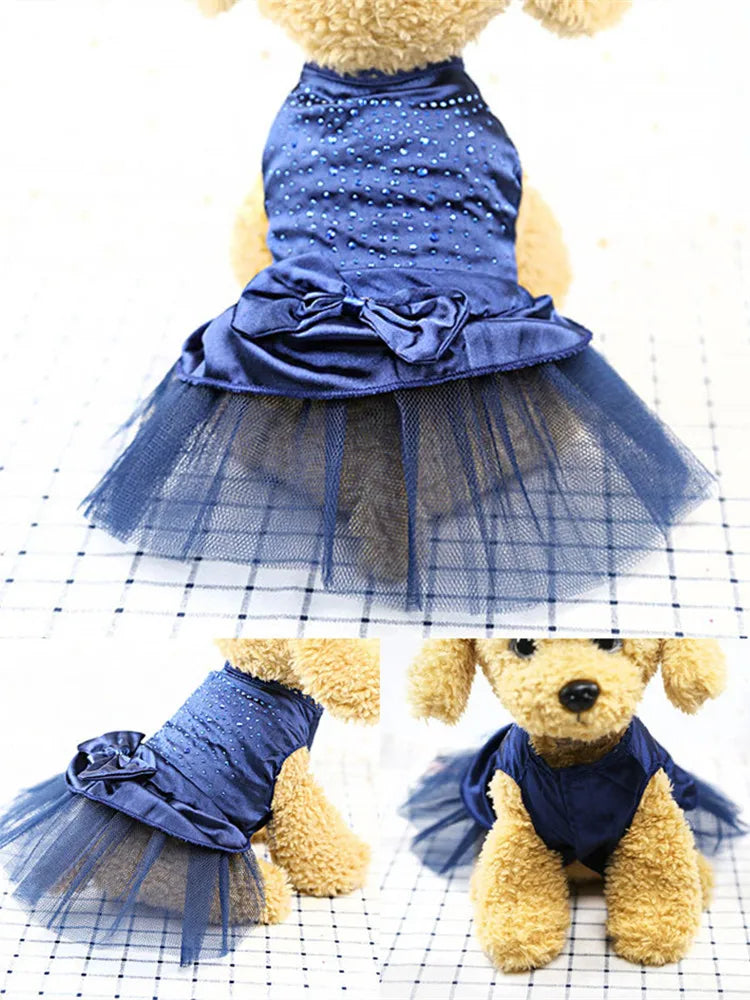 Dog Wedding Dress Cotton Lace Floral Dress For Small Dogs Chihuahua Summer Puppy Dress Pomeranian Princess Tutu Yorkshire Clothe