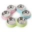 Pet Stainless Steel Bowls Double Puppy Dog Food and Water Bowls Set Cat Bowls Pet Feeder Dishes Dual Bowls for Small Dogs Cats