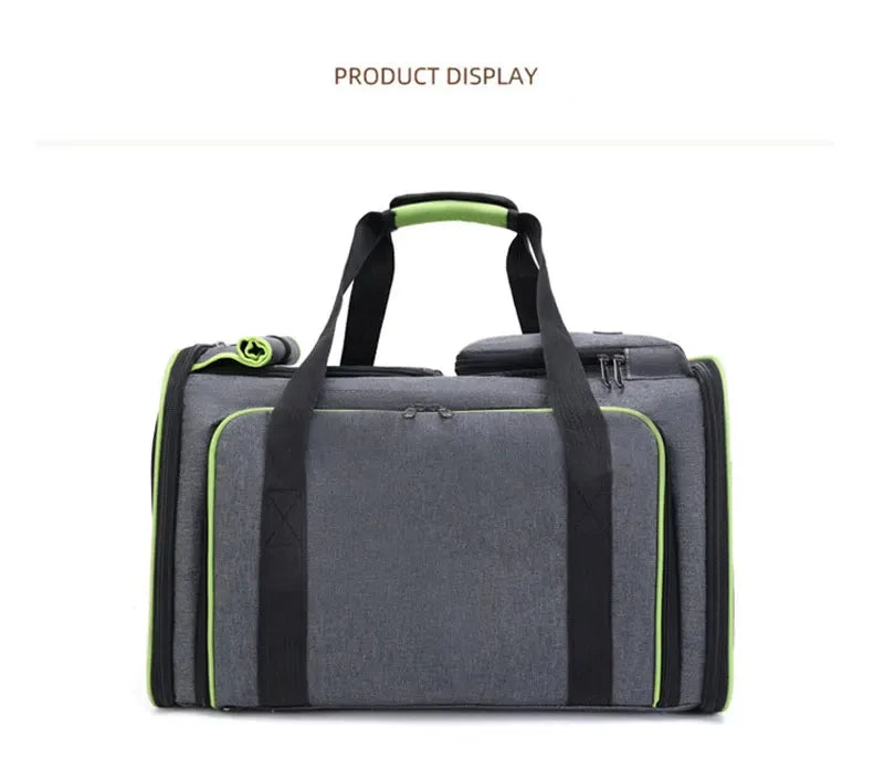 Large Capacity carrier Cat Pet Airlines approved reflective tape Cat Travel Bag expandable Foldable soft dog carrier