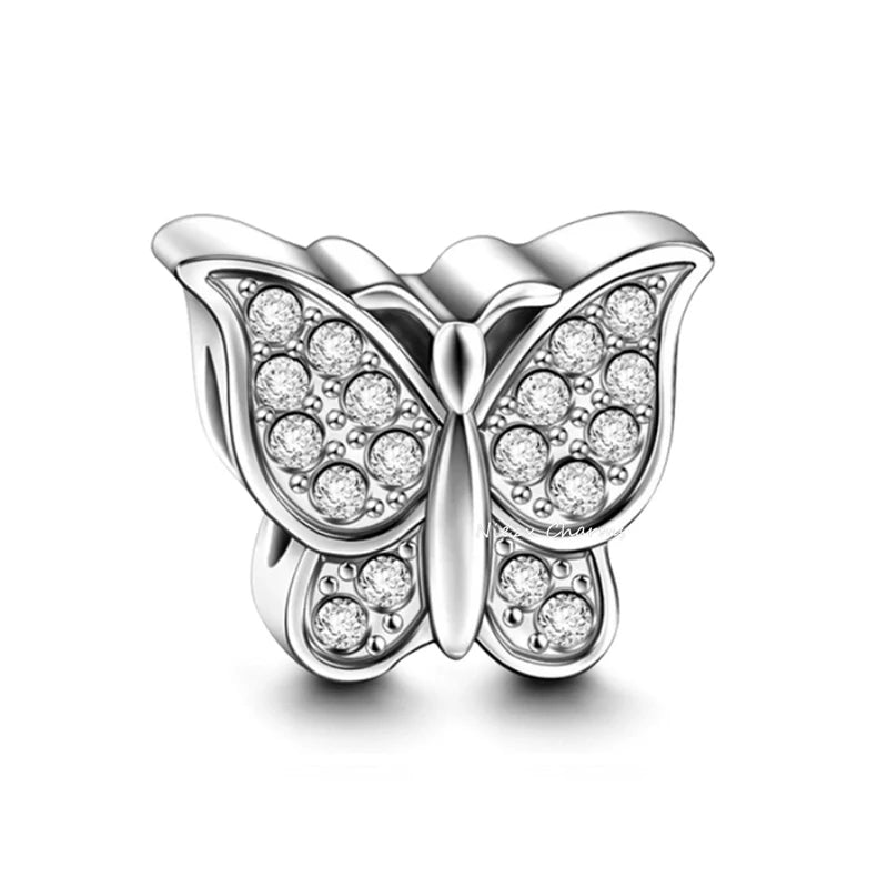 New 925 Sterling Silvering Butterfly Bees Bird Charm of ley 925 Chain Beaded Fit Original Pandora Bracelet DIY Ladies Jewelry