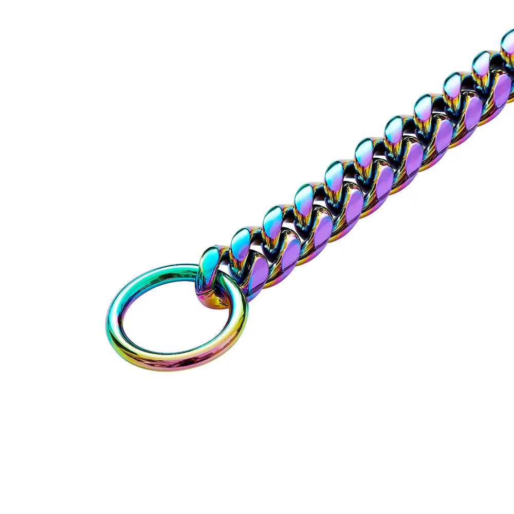 Gold Chain Dog Collar 10mm Fashion Dog Cuban Link Pet Gold Necklace Metal Puppy Jewelry Bulldog P Chain Pet Training Slip Collar