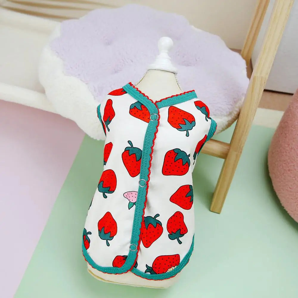 Summer Dog Clothes Soft Sleeveless Dog Apparel with Strawberry Pattern Comfortable Pet Shirts Summer Puppy Vest Clothes Pet Coat