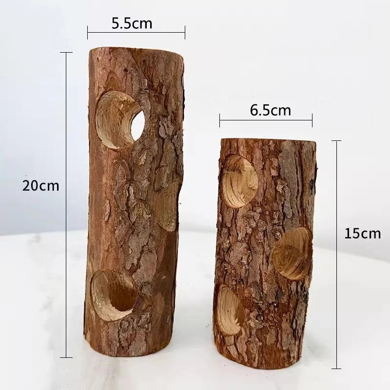 Hamster Natural Wooden Tunnels Tubes Bite-resistant Hideout Tunnel Molar Toy For Small Pet Toy Forest Hollow Tree Trunk
