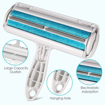 Pet Fur & Lint Roller With Self-Cleaning Base