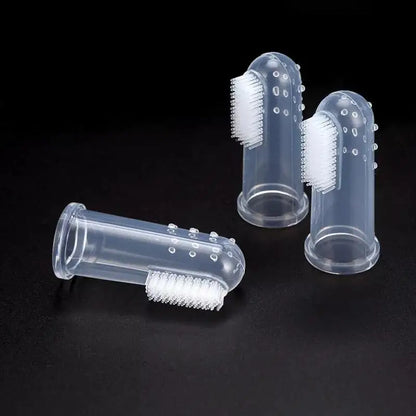 With Box Silicone Soft Pet Finger Cuff Toothbrushes Dog Brush Bad Breath Tartar Teeth Care Tool Cleaning Scrub Silicagel