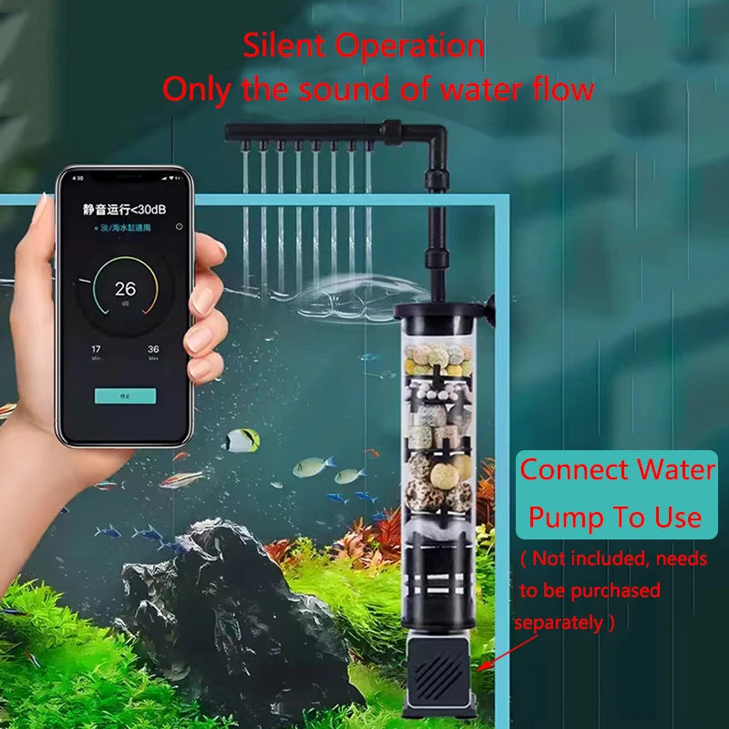 Aquarium Filter 4 in 1 fish tank filters for Fecal Suction  Water Purification High-efficiency Filtration With Filter Balls