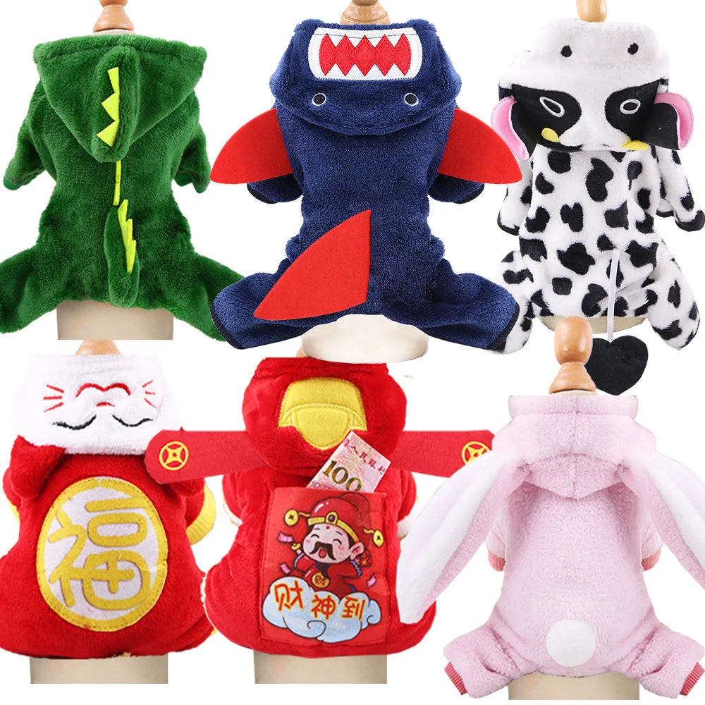 pawstrip Small Dog Clothes Warm Winter Pet Dog Jumpsuit Puppy Fleece Hoodie Chihuahua Small Medium Dog Warm Outfit Kitten Jacket