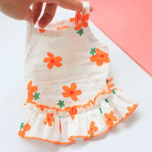 Cartoon Floral Summer Dress for Dogs Chihuahua Puppy Vest One Piece Pet Supplies Spring Female Sphinx Cat Luxury Dog Clothes