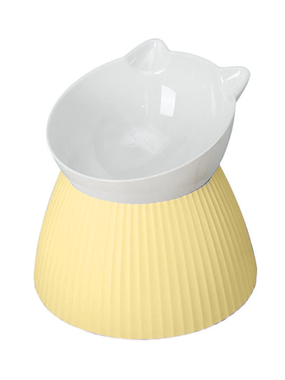 1pc Elevated Cat Bowls with Raised Stand,15 Tilted Cat Design Neck Guard Stand Pet Food Water Feeder Bowl for Cats Or Small Dogs