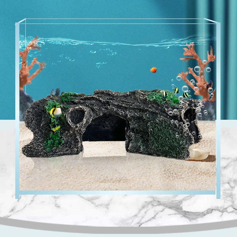 Resin Aquarium Bark tree hole Decoration Artificial View Rock Cave Stone Tree Fish Tank Ornament Pet Supplies Home Decor