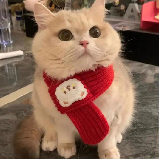 45cm Cat New Year Scarf Pet Accessories Kitten Christmas Winter Bib Birthday Dog Bichon Scarf Soft And Comfortable Fabric Cute P