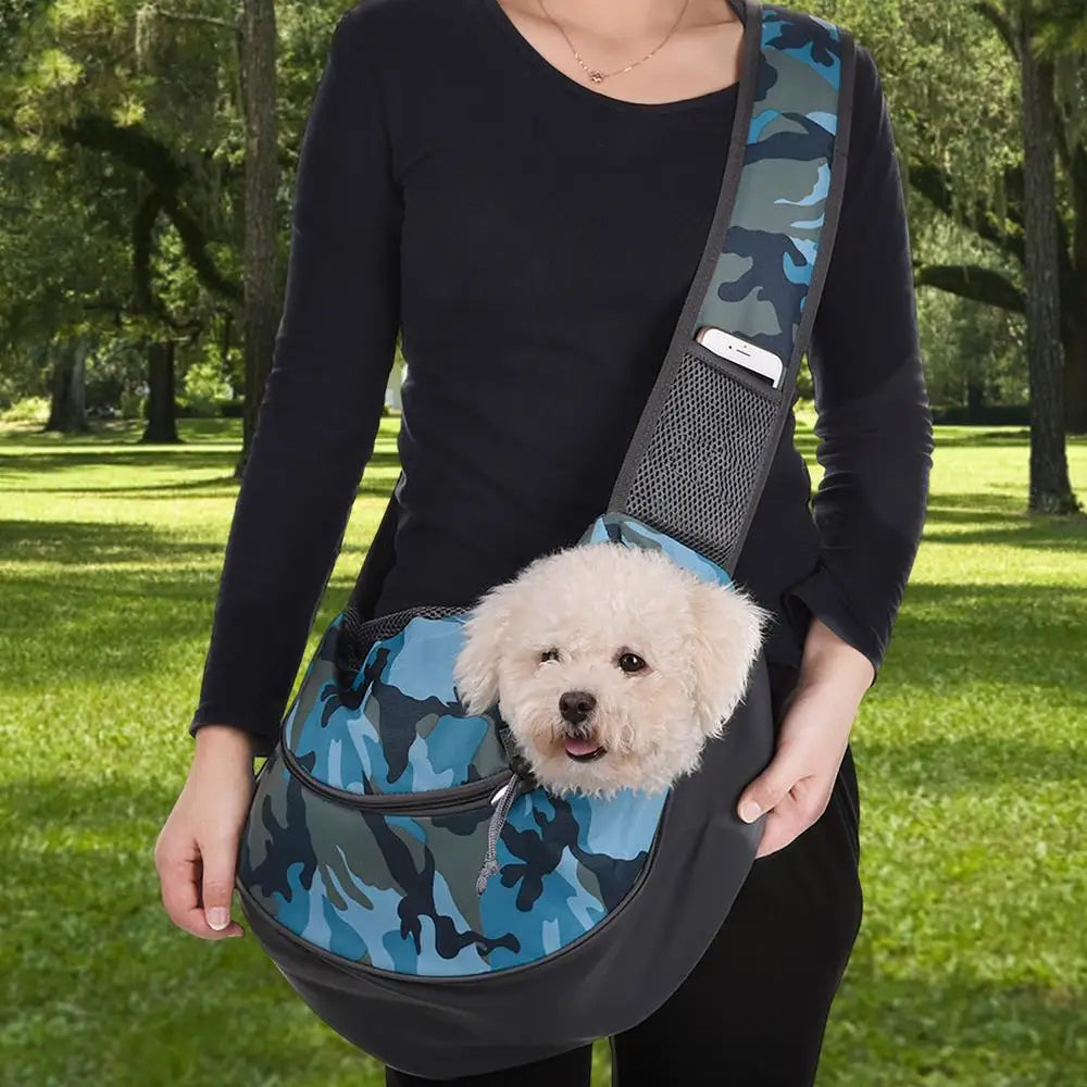Dog Cat Sling Carrier Breathable Crossbody Puppy Carrying Purse Bag Thick Padded Adjustable Shoulder Strap Sling Bag Carrier For