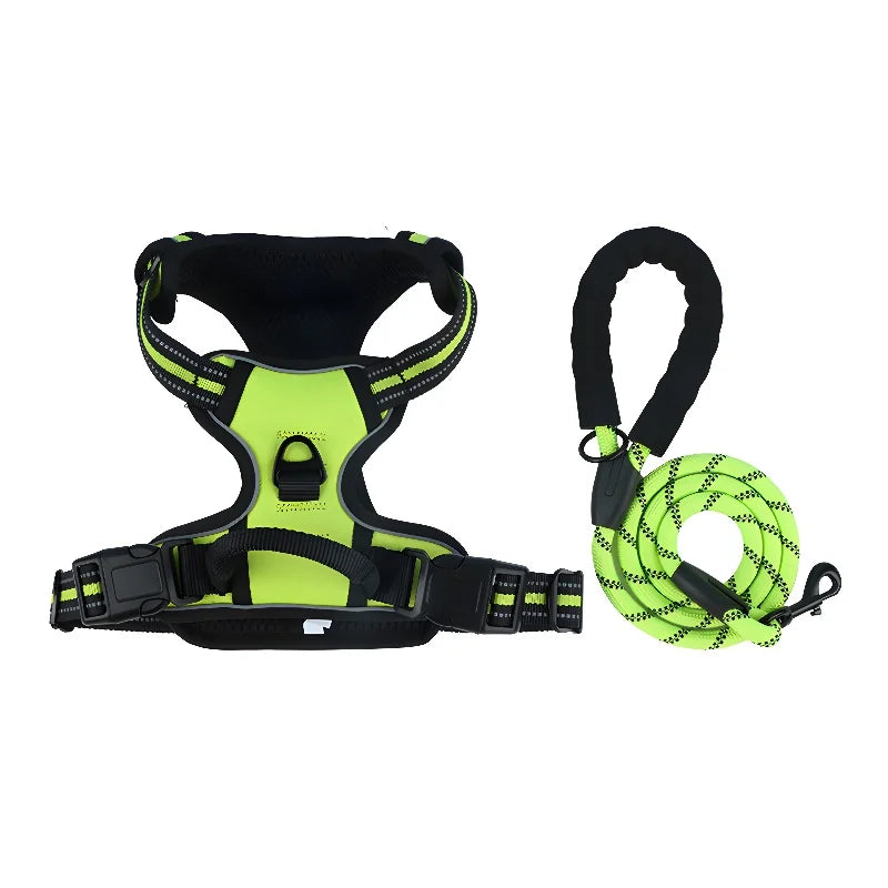 Pet dog chest back anti impact reflective vest style chest back large medium cat dog chest back traction rope set dog harness