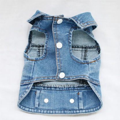 Dark Washed Dog Denim Jacket for Small Medium Dogs, Puppy Sleeveless Jeans Coat with D Ring Chihuahua Yorkie Clothes Pet Apparel