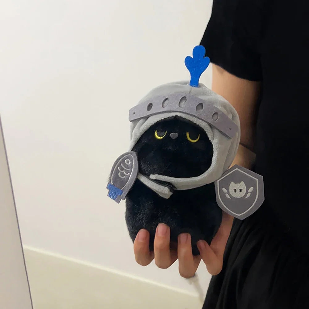 Q version Knight Cat Kitty cat doll toy backpack pendant Companion doll bag pendant Children's birthday gift Cute black cat toy