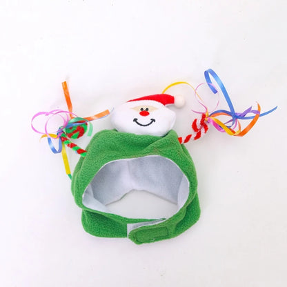 Warm Fleece Cartoon Pet Hat for Cat Christmas Keep Warm York Dog French Bulldog Head Wear Snowman Deer Winter Pet Accessories