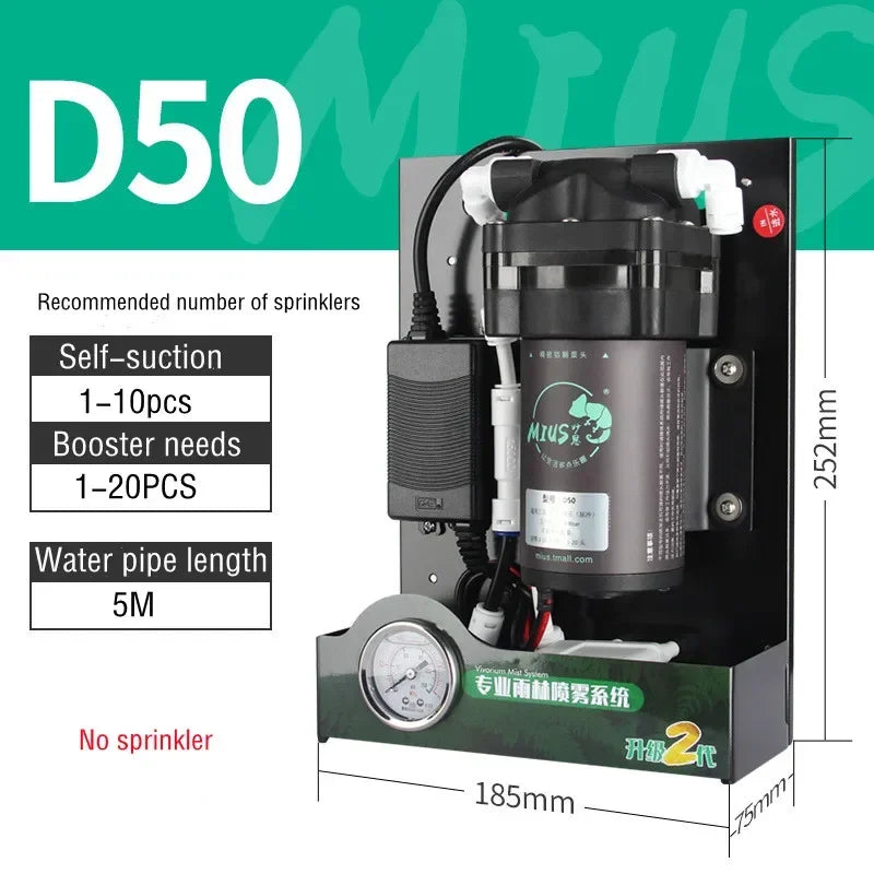 MIUS 2 Generation Reptiles Fogger Humidifier D Series Rainforest Spraying System Kits High Pressure Silent Pump Fog Machine