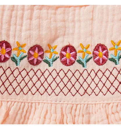 Embroidery Pink Floral Overalls for Dogs Spring Summer Protective Pet Cat T Shirt Female Pure Cotton Chihuahua Small Dog Clothes
