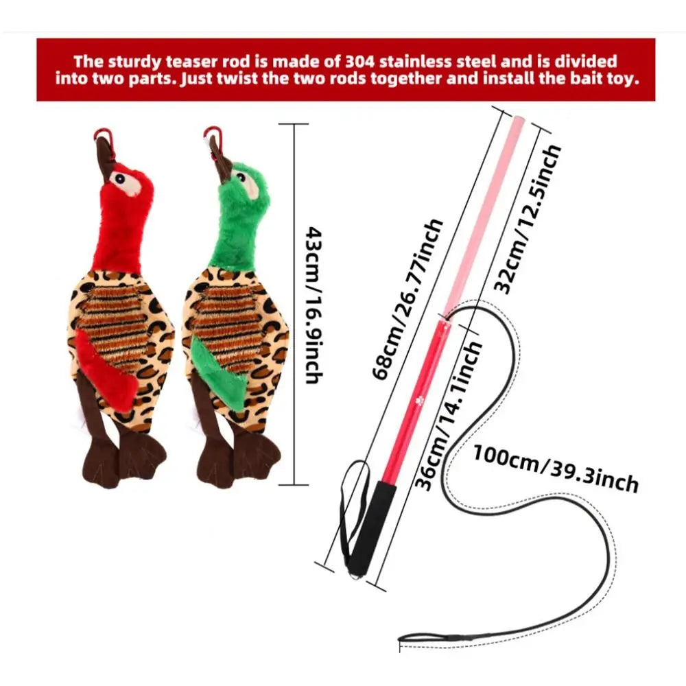 Dog Extendable Teaser Wand Interactive Flirt Pole Fun Toys With Nylon Rope & Plush Lure Toy Puppy Wand Rope For Training