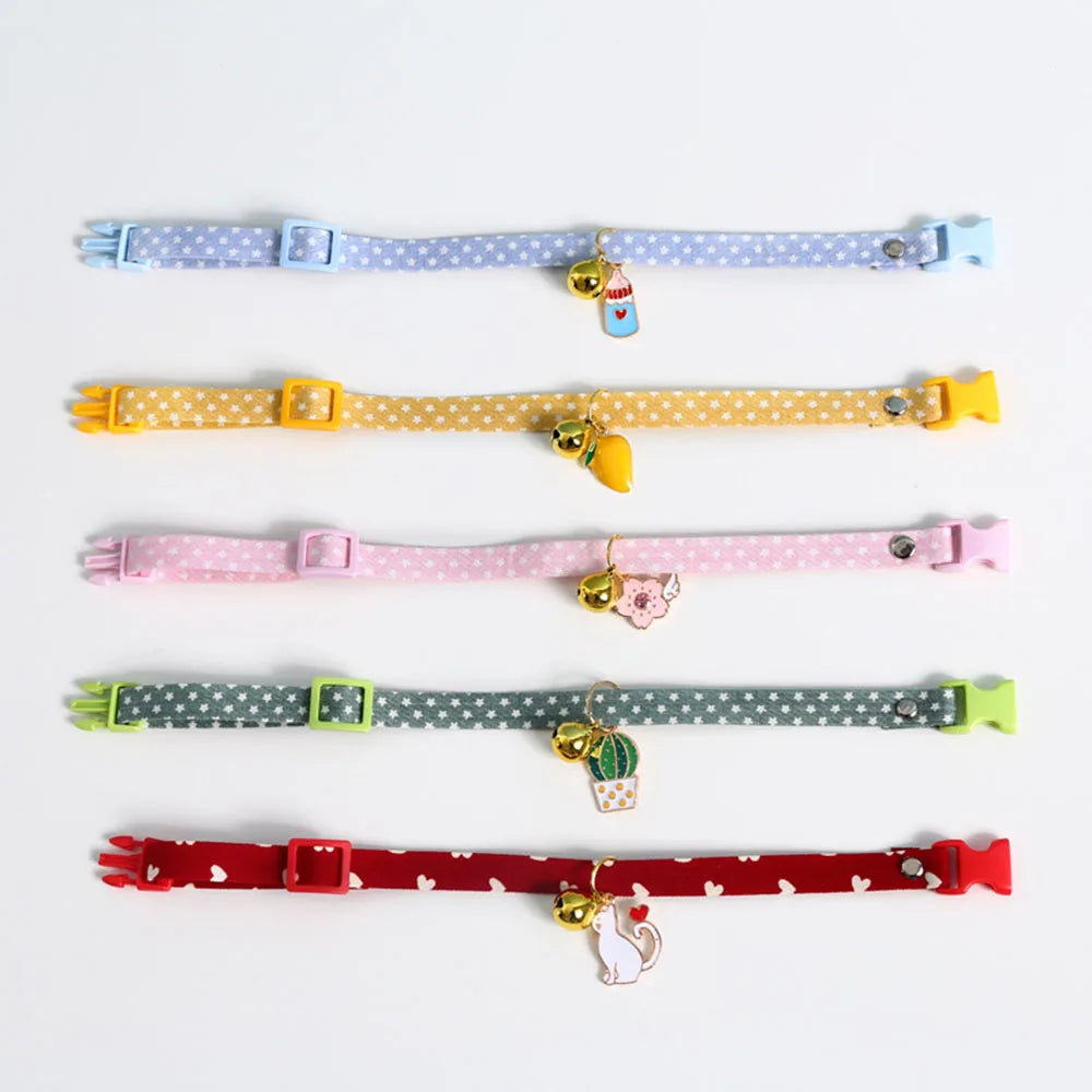 Pet Supplies Accessories for Cats Adjustable Cat Necklace for Kitten Puppy Small Dog Cat Breakaway Bell Collar with Cute Pendant