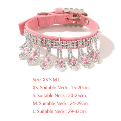 Small Dog Collar with Luxury Bling Rhinestone, Soft Suede Leather Puppy Dog Cat Necklace Crystal Jewelry Pet Accessories for Dog