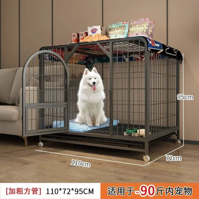 Dog cage Medium and large dog household Dog cage with toilet Square pipe Bold reinforcement Villa indoor Golden Retriever Labrad