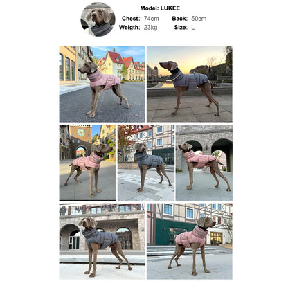 Italian Greyhound Hound Whippet Clothes Winter Turtleneck Dog Coat Thicken Padded Down Puffer Jacket for Medium Large Dogs
