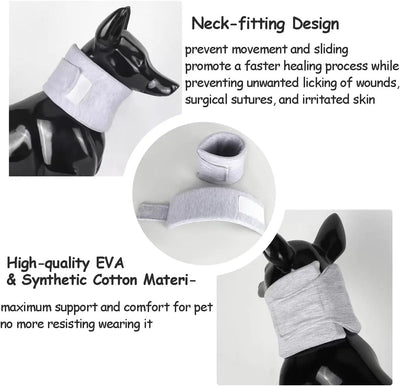 Dog Neck Brace Elizabethan Collar for Pet After Surgery Recovery Wound Protect, Adjustable Cervical Cone for Small Medium Dogs