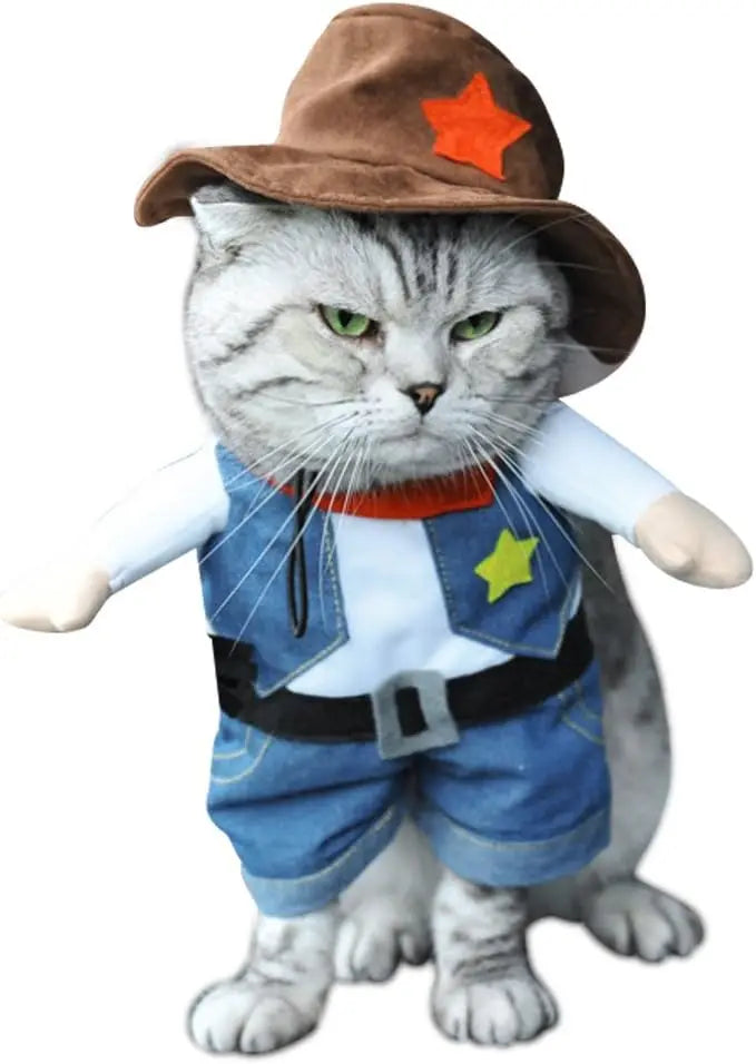 Funny Pet Dog Cat Halloween Costume Dog Cowboy Clothes Pet Dog Costumes for Small Dogs Cosplay Cat Accessories