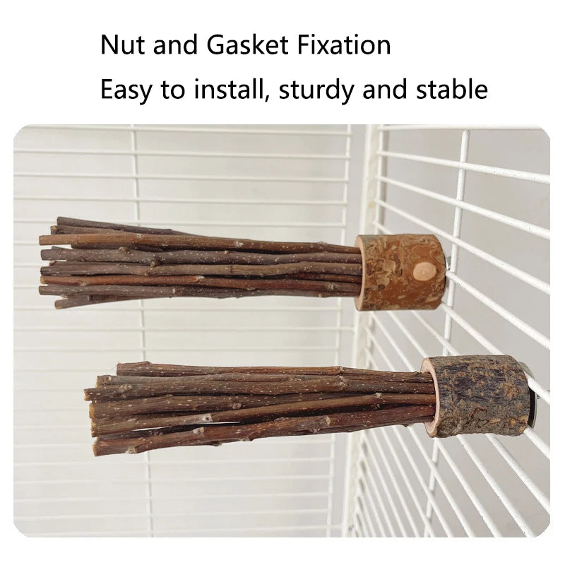 Natural Apple Tree Wood Pet Parrot Raw Wood Fork Tree Branch Stand Rack Squirrel Bird Hamster Branch Perches Chew Bite Toys New