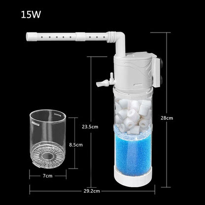 Internal Aquarium Filter Pump Fish Tank Submersible Silent Air Oxygen Aerator Internal Water Pump Aquarium Air Pump Wave 5-in-1