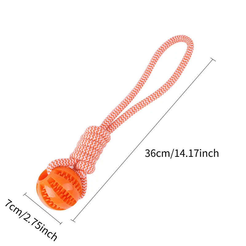 Pet Dog Toys Balls Interactive Treat Rope Rubber Leaking Balls for Small Medium Dogs Chewing Bite Resistant Pet Tooth Cleaning