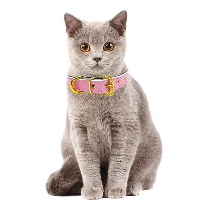 Rhinestone Pet Collars, Comfortable PU Leather Dog Collar, Zinc Alloy Buckle, Glitter, Small Dogs and Cats Product