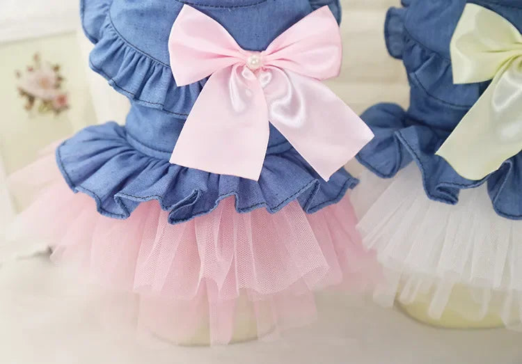 10PCS Pets Accessaries Dogs Cats Princess Flower Lace Dress For Pet Wedding Party Spring Summer small Teddy girl ropa para perro