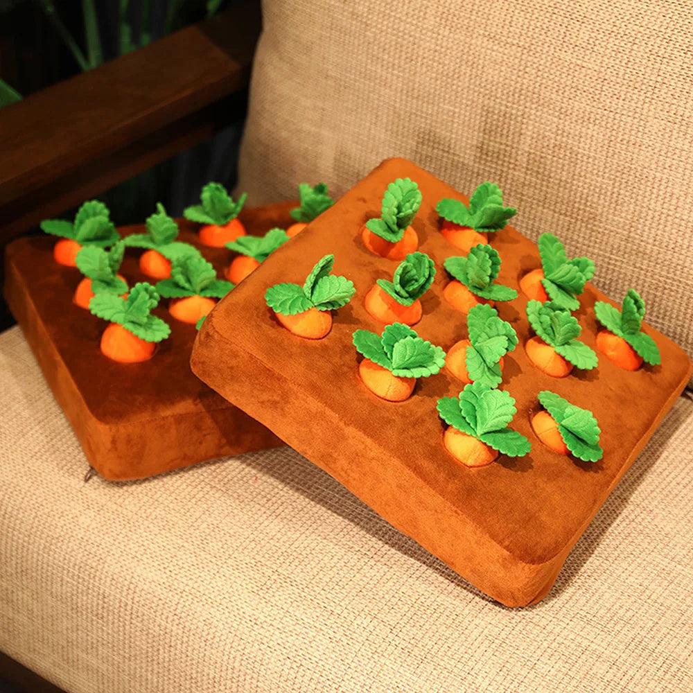Interactive Dog Toys Carrot Snuffle Mat for Dogs Plush Puzzle Toy Non-Slip Nosework Feed Games Pet Stress Relief with 12 Carrots