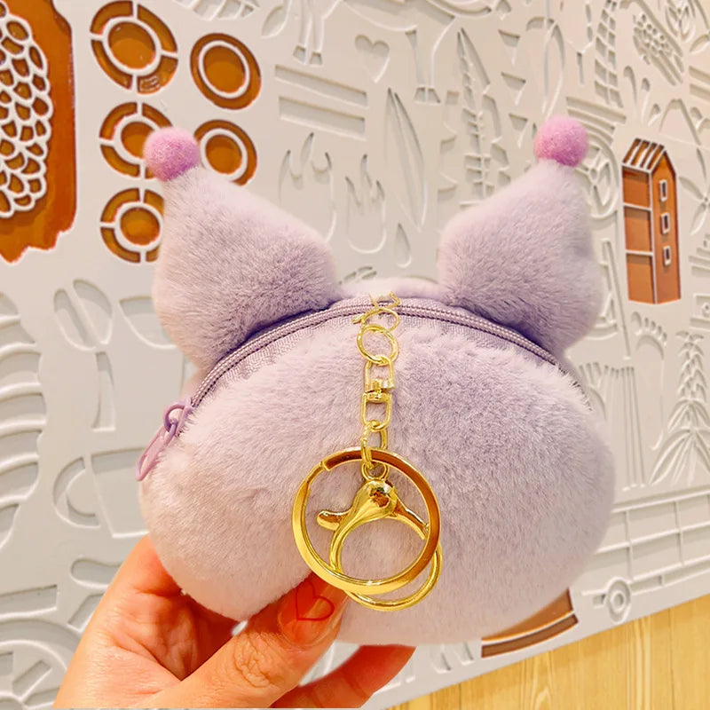 Anime Sanrio Plush Toy Cute Hello Kitty Felinae Keychain Kawaii Cinnamoroll Cat Plush Wallet Melody Cos School Bag Pendant Gifts