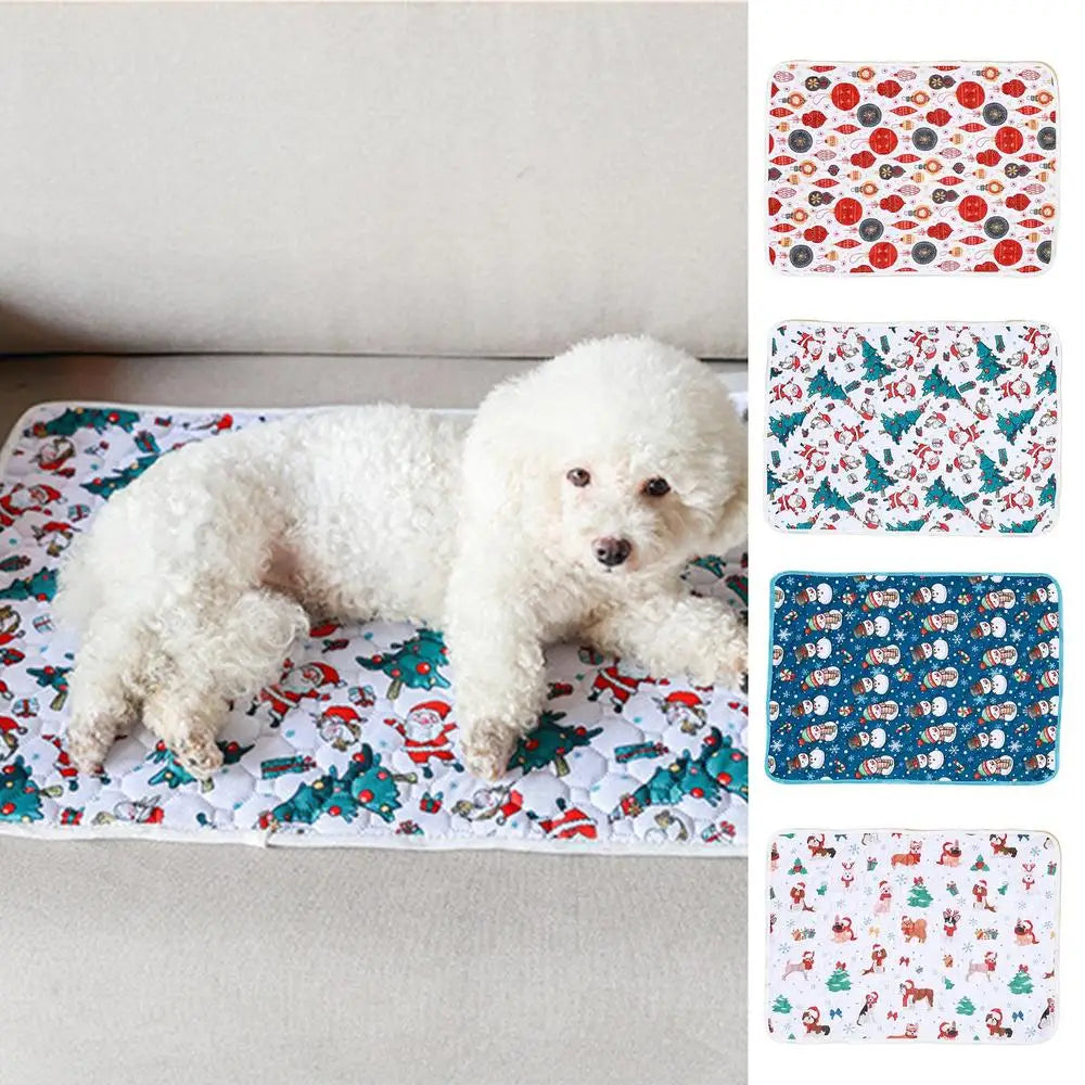 Reusable Puppy Pads Christmas Theme Pet Pee Pads Leak-Proof Puppy Pads Pee Pee Pads Super Absorbent Whelping Mat 60*45cm