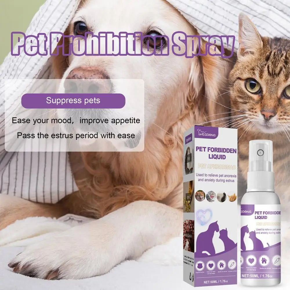 Pet Estrus Calming Spray Safe Healthy Calming Diffuser Cat Anti Anxiety Liquid Prevent Howling Soothe Mood For Calming Emotions