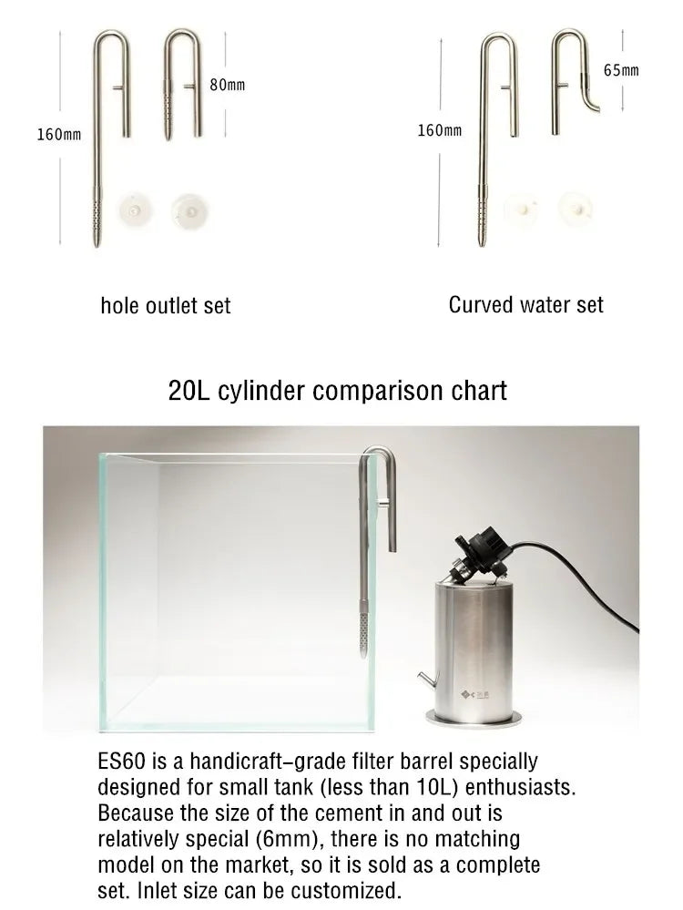 Aquarium Stainless Steel External Canister Filters Top Filter External Canister with Pump ADA Style Filter Bucket Barrel filtro