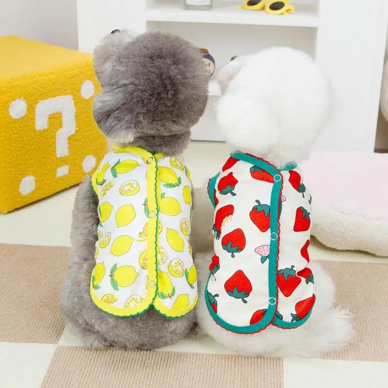 Summer Dog Clothes Soft Sleeveless Dog Apparel with Strawberry Pattern Comfortable Pet Shirts Summer Puppy Vest Clothes Pet Coat