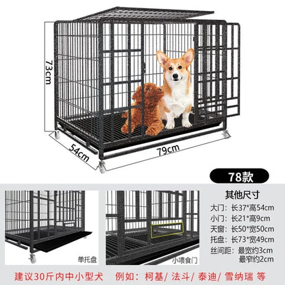 Dog Cage Small Medium Large Dog Square Tube Dog Cage Bold Iron Pet Dog Dog Cage Dog House Teddy Golden Retriever Supplies