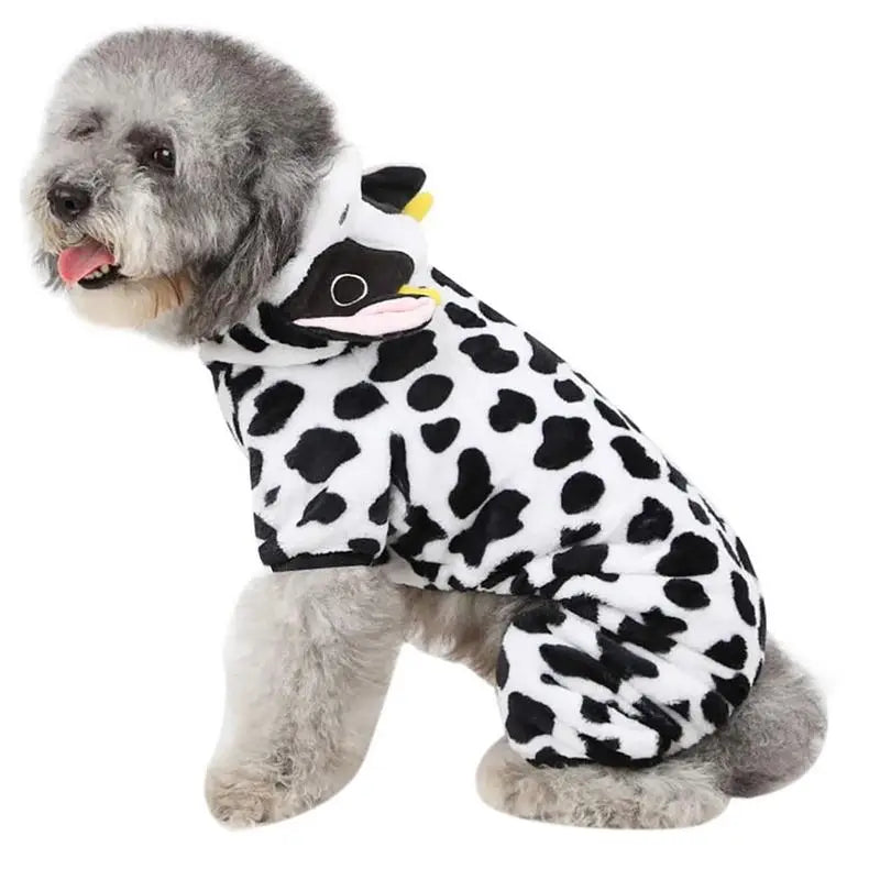 Cow Dog Costume Cow Style Hoodie Halloween Dog Costumes Pet Winter Comfortable Jumpsuits Puppy Cosplay Accessories For Small