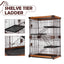 Pet Scene Large 3-Tier Pet Enclosure with WPC Frame and Iron Wire Button Closure Rabbit Hutch Cat Cage Ferret Kennel for Pets