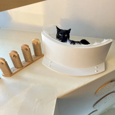 Cat Tree Wall Mounted Cat Climbing Bridge with Scratching Post and Cat Hammock Sisal Ladder for Kitten Playing and Rest